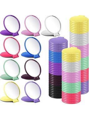 500 Pcs Mini Folding Compact Mirrors in Classic Colors - Bulk Set for Events